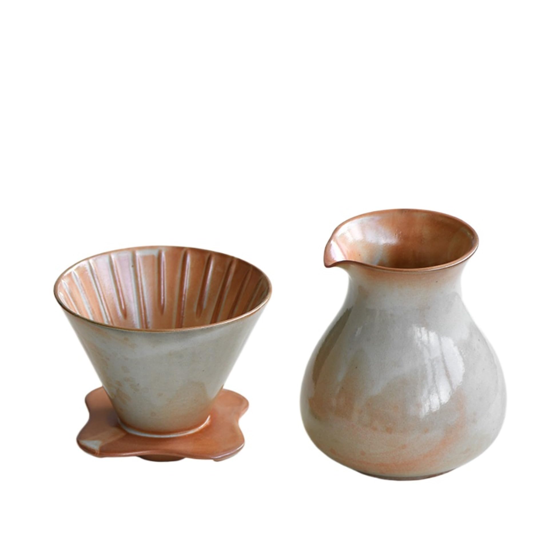 Fay Bless Vintage Ceramic V60 zestaw kapaczy do kawy – ręcznie wykonany rustykalny zaparzacz do kawy z kubkiem i dzbankiem (4)