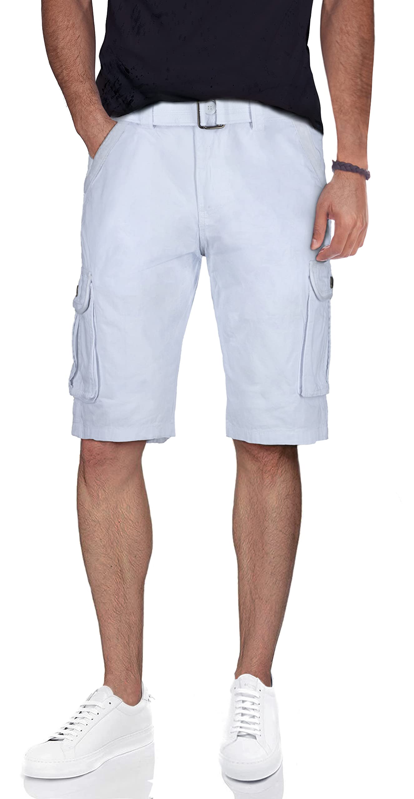 Buy RAW X Mens Belted Cargo Shorts Relaxed Fit Casual Knee Length Cargo