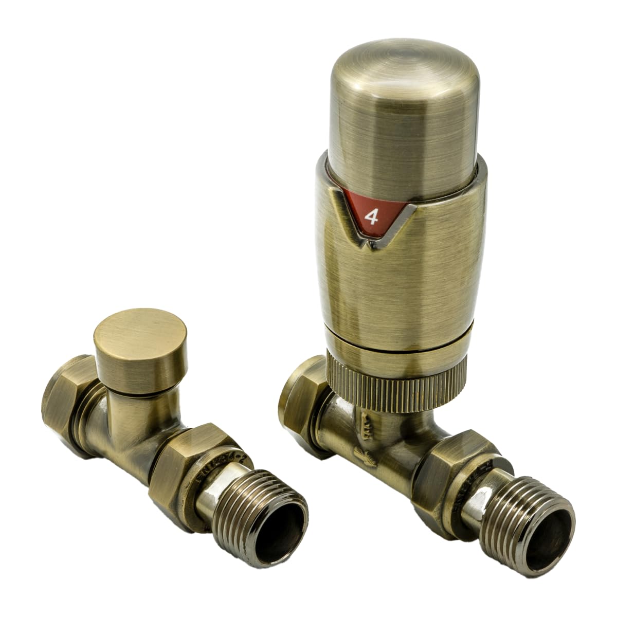 Reina Modal TRV & Lockshield Radiator Valve Set (15mm x 1/2") - Straight (Bronze) - EVO โ image 1