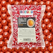 Shimmer Gumballs - Orange Candy Bubble Gum for Kids - Pearl Orange Gumballs 3.5 oz Chewing Gum - Nostalgic Valentines Candy for Party Favors Easter Basket & Sweet Treats, 16mm 0.62 inch