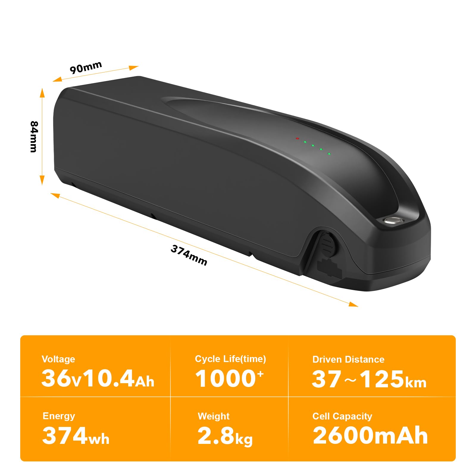 SEASON Ebike Ersatzakku Downtube ZZ98 für BLAUPUNKT CAN-Bus - 36V 10.4Ah (374Wh) ohne Halterung - ZZ981004 - kompatibel für Prophet e Art.-Nr. 326