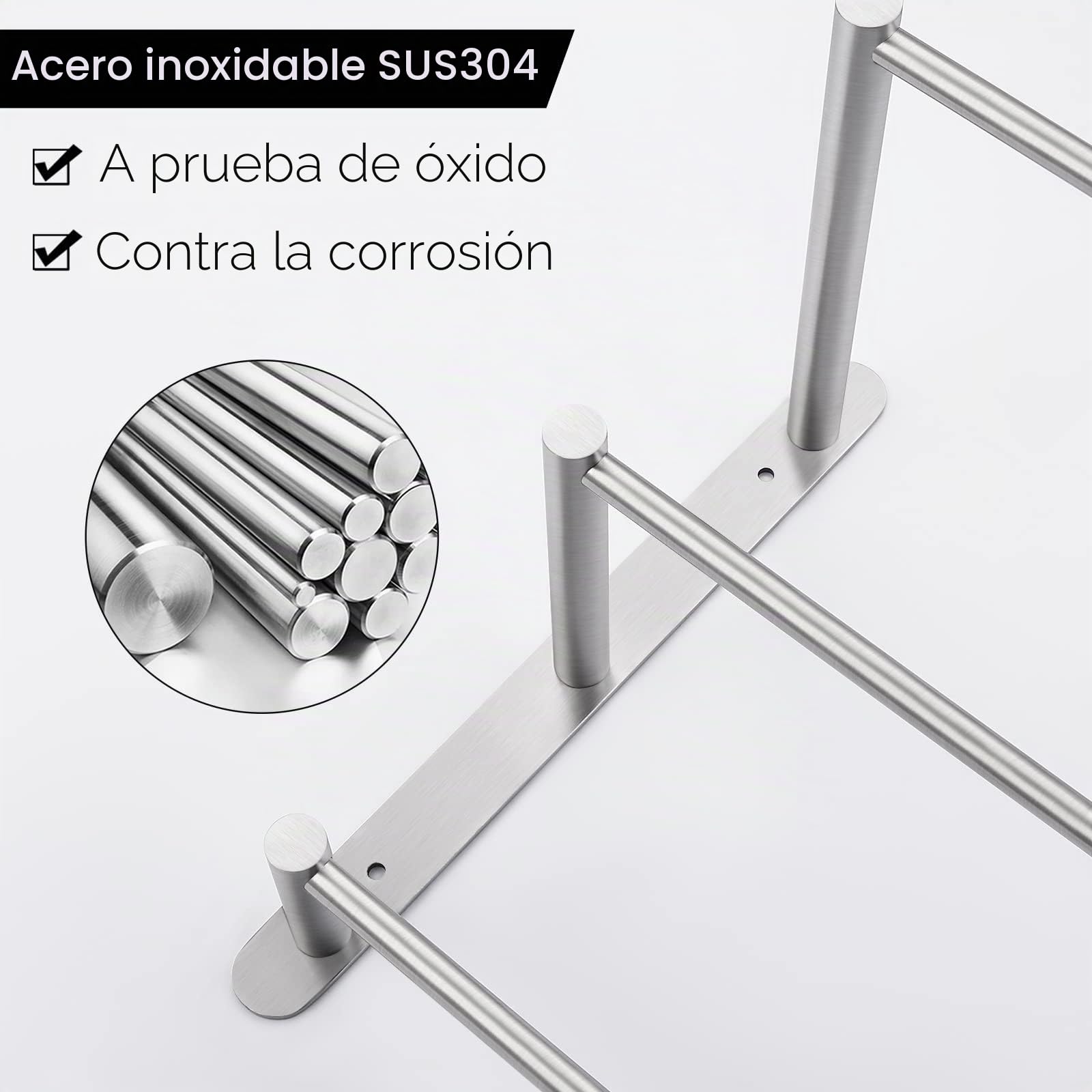 KES Toalleros de Baño de 3 Niveles Toallero Pared Acero Inoxidable SUS304 Toallero Barra 75CM Cepillado, BTH202S75-2