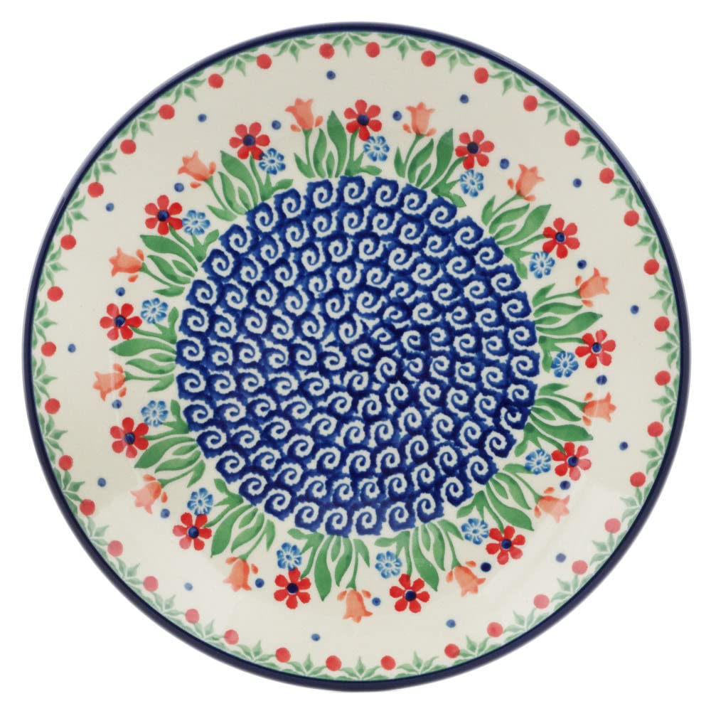 Authentic Polish Pottery Dessert Plate in Babcia's Garden Design Handmade in Bolesławiec Poland by Ceramika Artystyczna + Certificate of Authenticity
