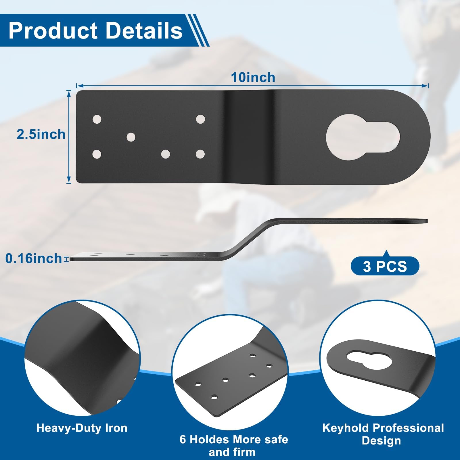 Juego de 3 anclajes de seguridad para techo, anclaje permanente para protección contra caídas que se conecta a superficies de madera, arnés de seguridad, cuerdas de seguridad para protección
