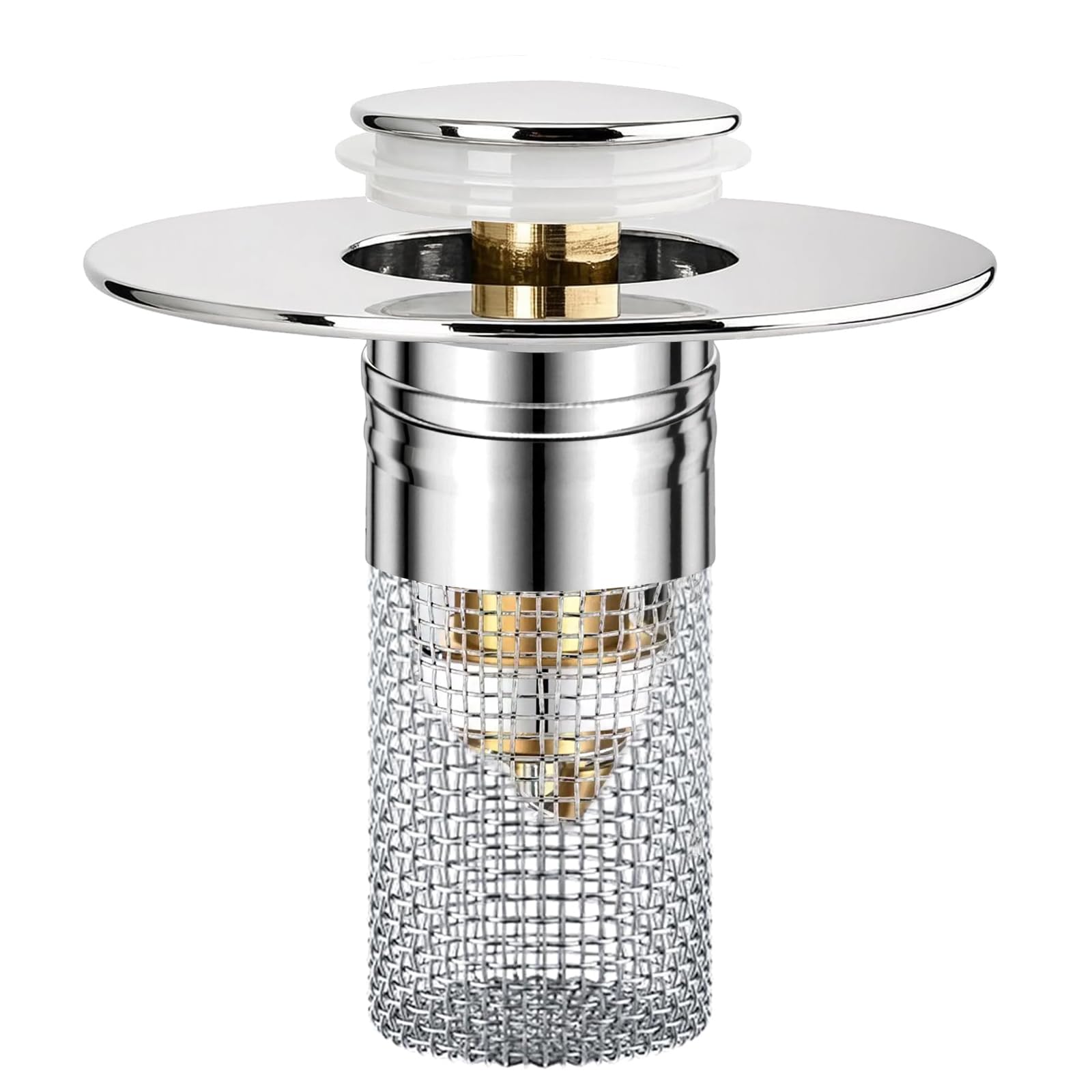 Discoball Pop-Up Stainless Steel Washbasin Drain Stoppers, Universal Drain Plug with Strainer for Kitchen Bathroom, Anti-Blockage (26-40mm, 1 PCS)