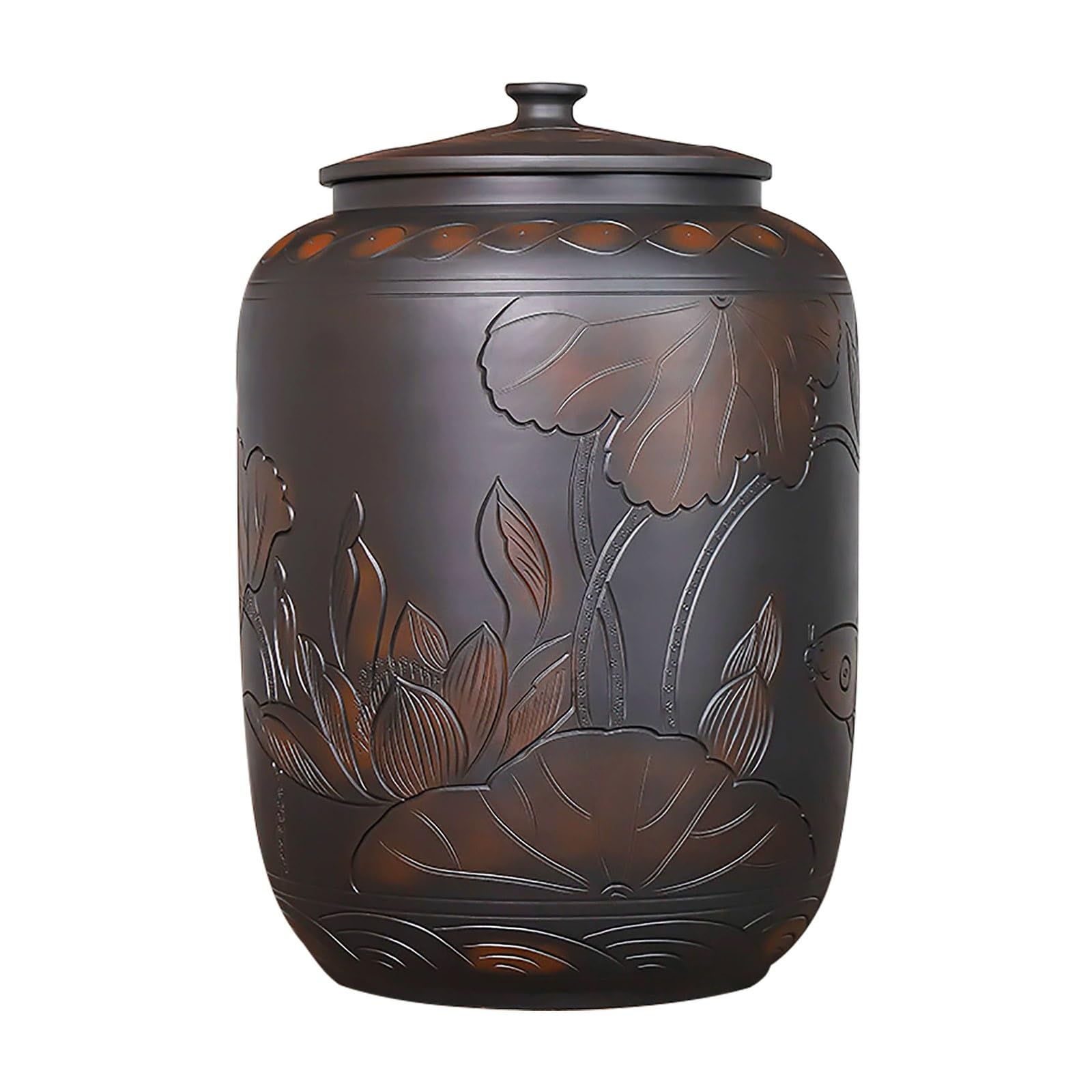 MESCXTY Artistic, Hand-painted Ceramic Rice Jar with Lid - 22lb, 33lb, 55lb Airtight Food Storage Grain, Rice, Flour, Sugar Dispenser