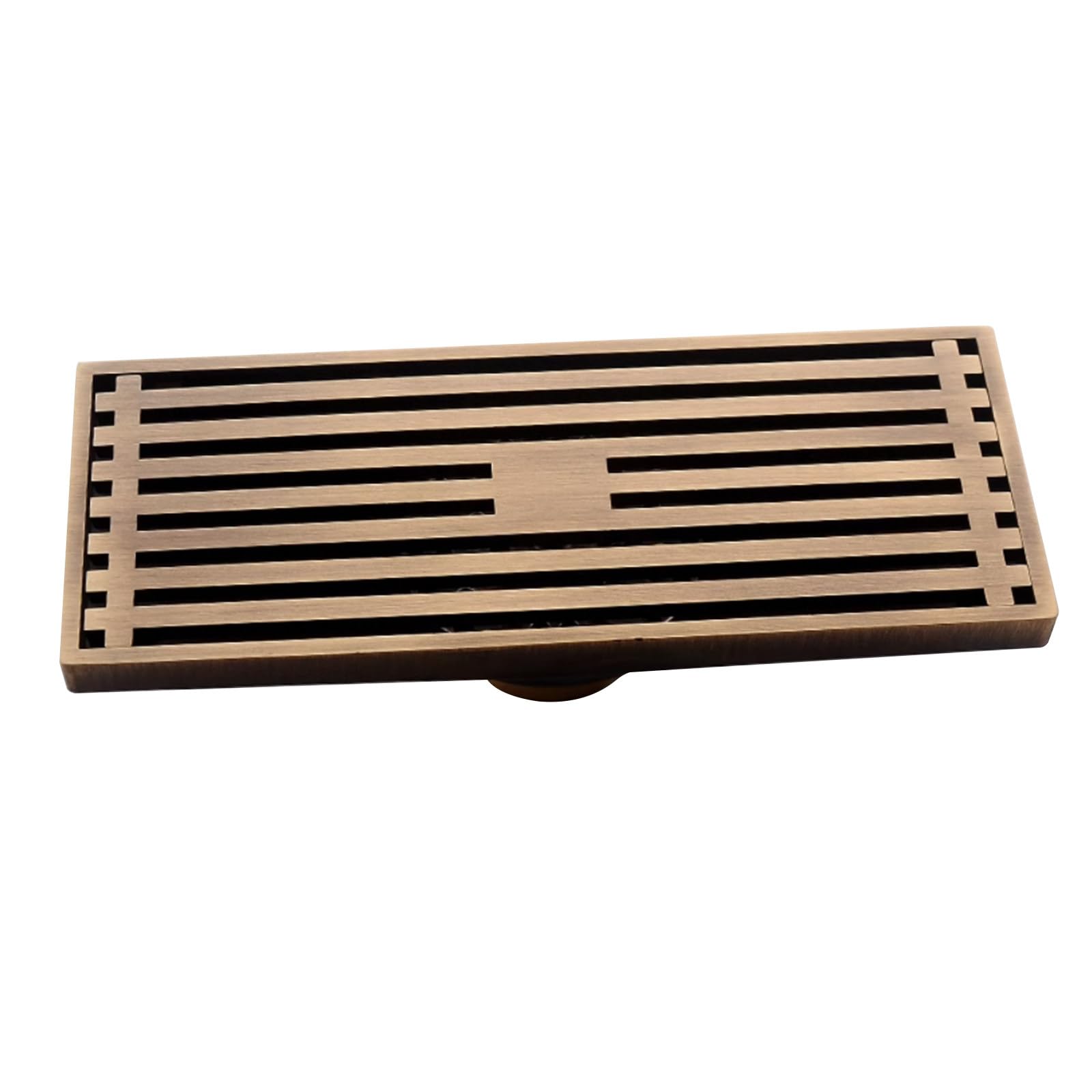 Billg Vintage Canaleta Ducha, Canal Ducha de Latón con Sifón y Filtro, Rectangular Canal de Drenaje con Dispositivo Desodorante y Filtro de Pelo para Baño Hotel Cocina Balcón