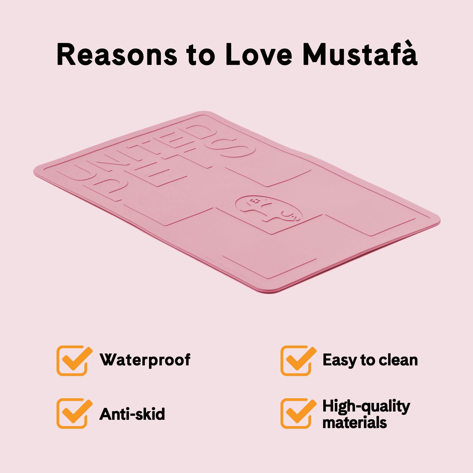 United Pets Mustafà Design Bowl Mat for Dogs and Cats Made in Italy, Non-Slip Bowl Mat, Antique Pink, M, M (Confezione da 1) - Image 4