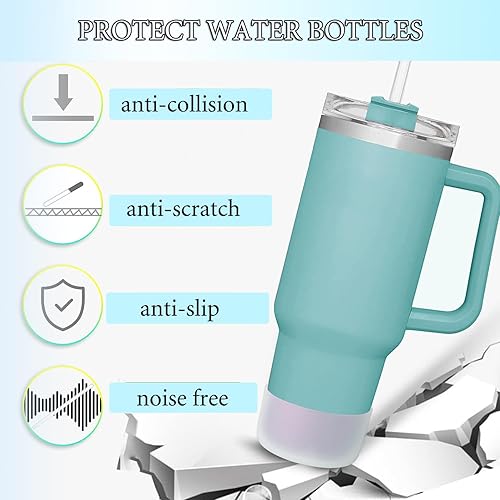 Miniatura 3 de Juego de 8 accesorios para vasos Stanley, incluye 6 tapas de silicona de 0.4 pulgadas para vasos de 30 y 40 onzas con asa y 2 fundas de silicona