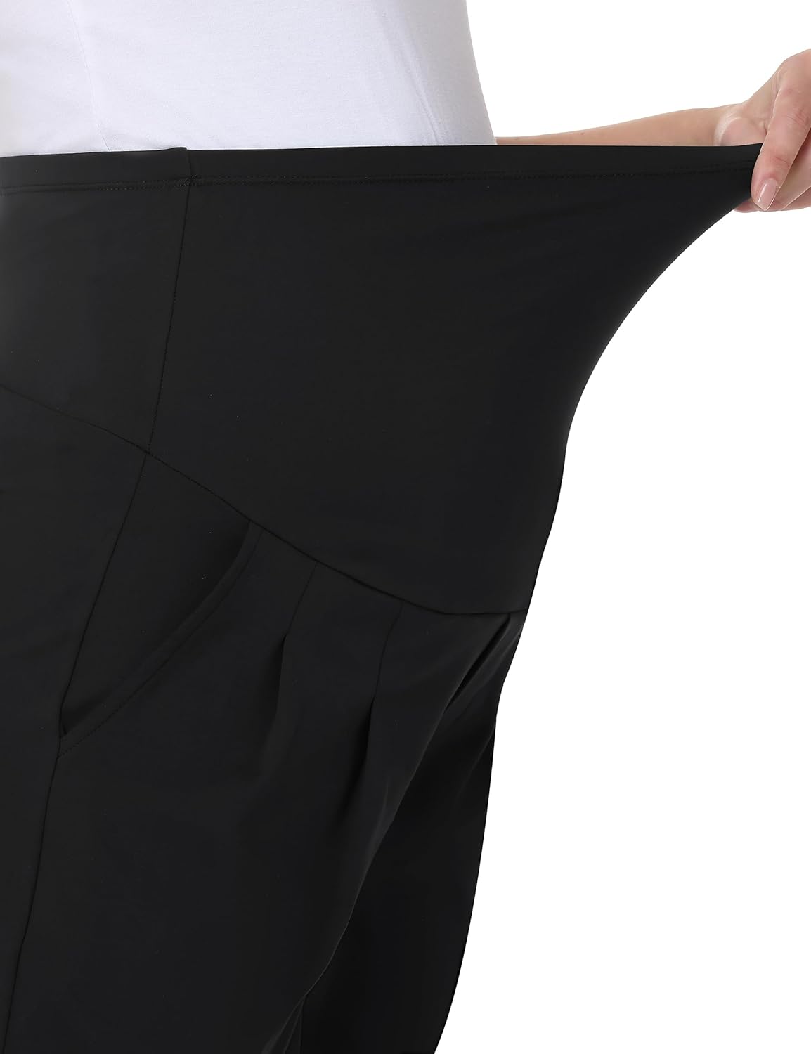 Women's Maternity Shorts Wide Leg Pleated Dressy Shorts Over Belly Pregnancy Loose Casual Shorts - Image 2