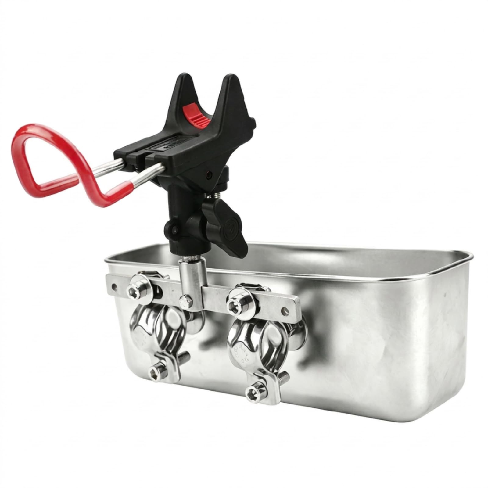 Porta Pesca in Acciaio Inox con Supporto per Canna da P Organizzare Esche E Tackle su Barche da Pesca con Fissaggio a, Argento, Vasca Per Esche In Acciaio Inossidabile + Supporto Singolo