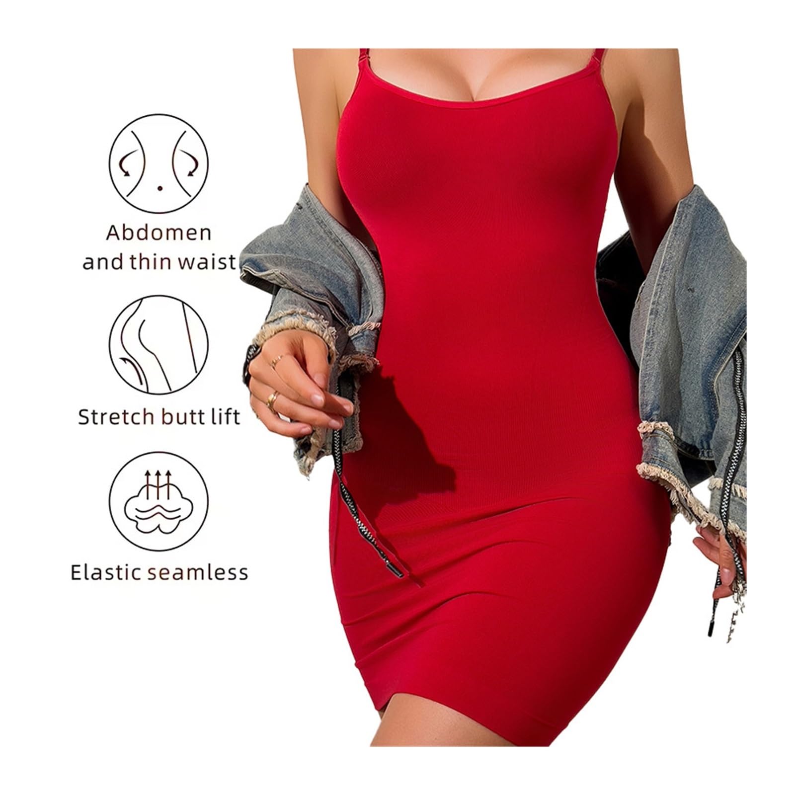 Vestido Moldeador Faja Moldeadora sin Costuras for Mujer, Moldeadora de glúteos, Control de Abdomen, Invisible, for Debajo de Vestidos.(Pink,M)