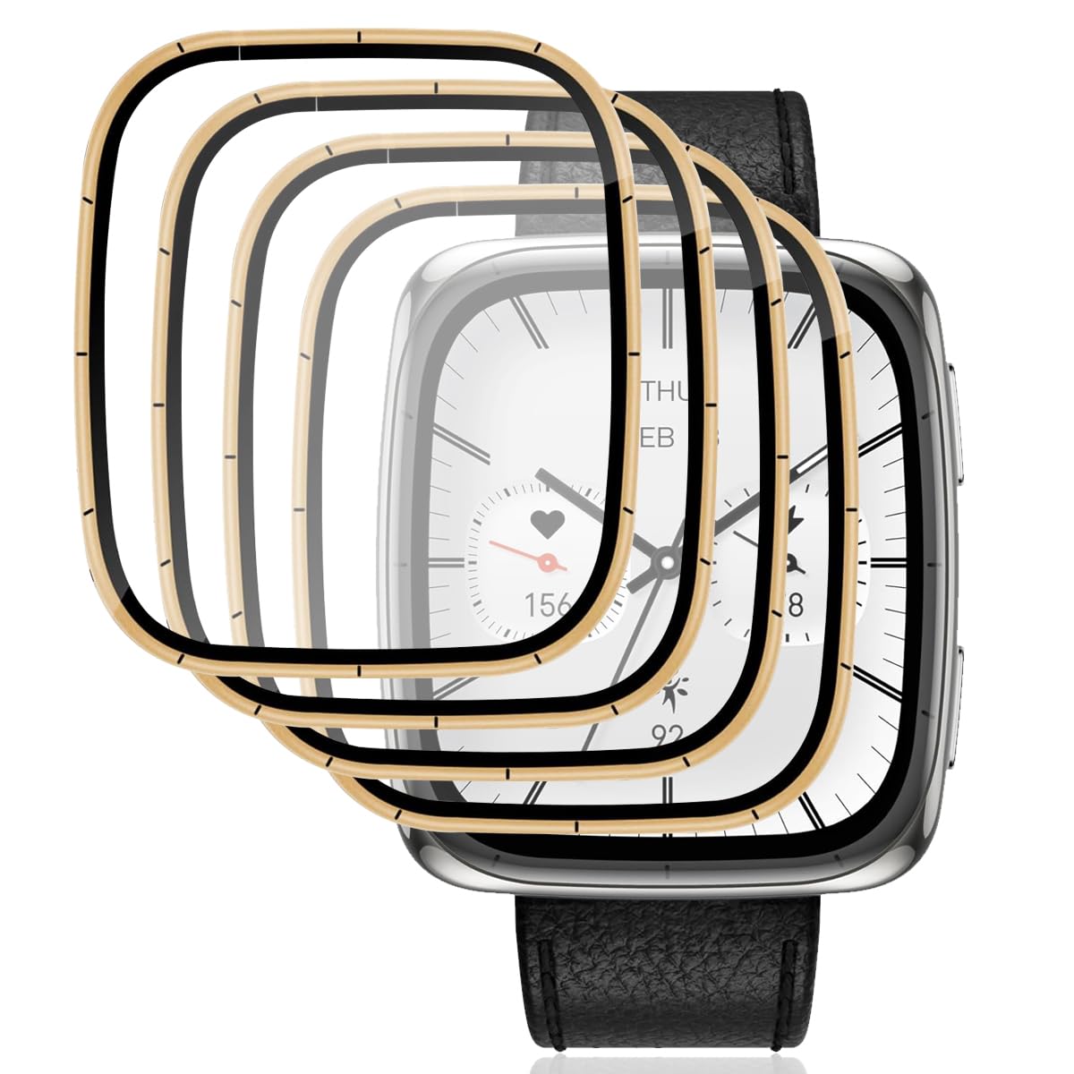4 Piezas Protector de Pantalla TPU para Amazfit Active 2 Square 1.75 [No es de Cristal Templado], Película Flexible con Dureza 9H Antiarañazos, Cobertura Total 3D, HD Claro Protectora