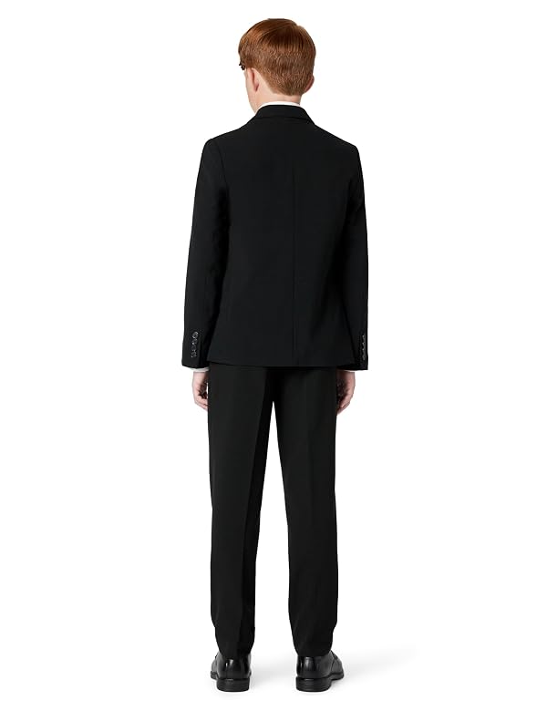 Calvin Klein Boys Flat-Front Bi-Stretch Dress Pant, Straight Leg Fit & Hemmed Bottom, Belt Loops & Functional Front Pockets, Black, 7 by Calvin Klein - Used condition - Image 4