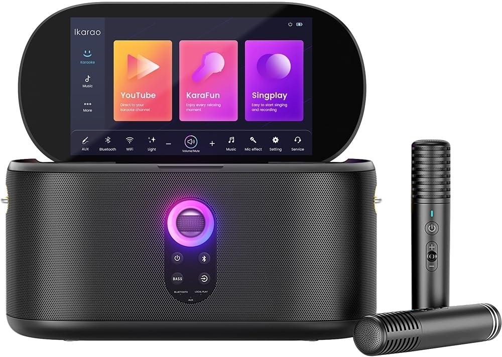 Speaker de Karaokê Profissional Ikarao Shell S1 com Tela Touch