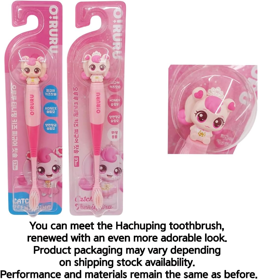 Catch Teenieping Character Compact Head Toothbrush, Soft bristles & Easy to Hold Toothbrush, 하츄핑