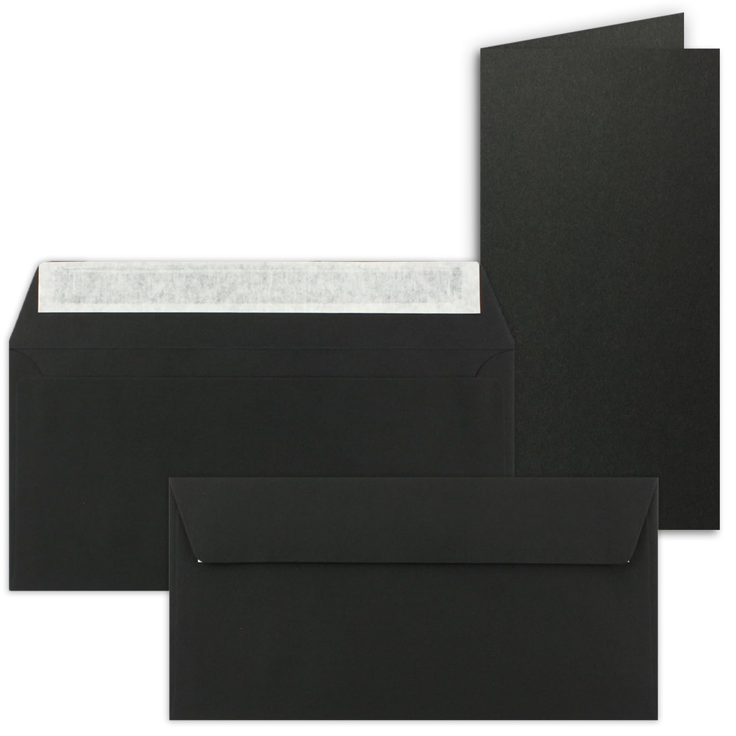 GUSTAV NEUSER zestaw 500 kartek składanych z kopertami w kolorze czarnym - DIN podłużne - 21 x 10,5 cm - FarbenFroh
