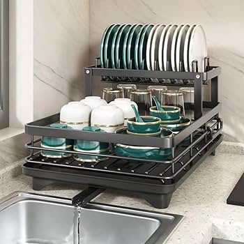 Amazon｜水切りラック食器 水切りかご 1/2段式 錆びない 自動