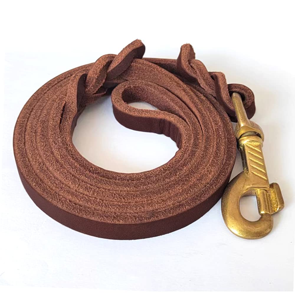 Qianruida Correa Cuero Perro 123cm Correa Entrenamiento para Perros Correa Perro Grande – Marron