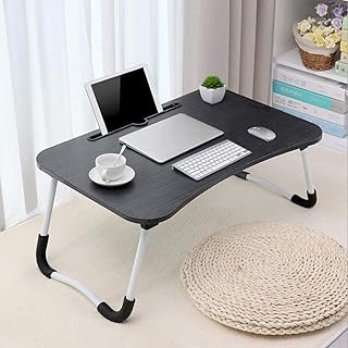 Adjustable Laptop Bed Table Lap Standing Desk for Bed and Sofa Breakfast Bed Tray Laptop Lap Desk Folding Breakfast Serving Coffee Tray Notebook Stand Reading Holder for Couch Floor Kids(60 x 40 cm)