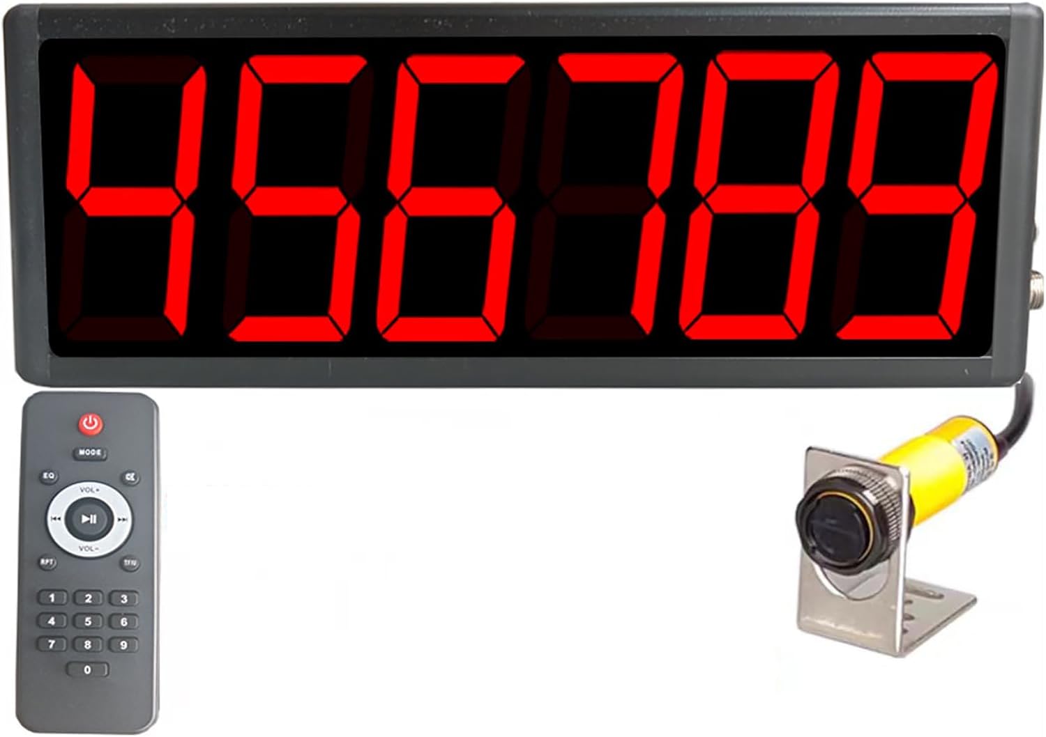 3-inch Digital Counter, 6-Digit Screen Counter Count with Remote Control, Induction Distance 0-70CM Adjustable, Counting Range 0-999999, Power-Off Memory, for Conveyor Belt