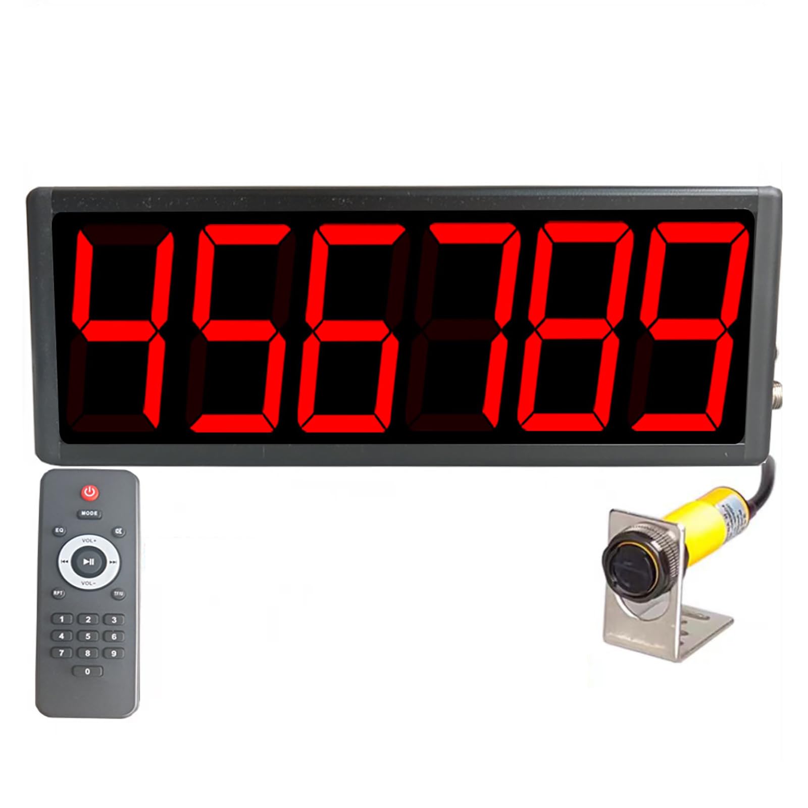 Compteur numérique à 6 chiffres avec télécommande, distance d'induction réglable 0-70 cm, plage de comptage 0-999999, mémoire d'arrêt pour bande transporteuse