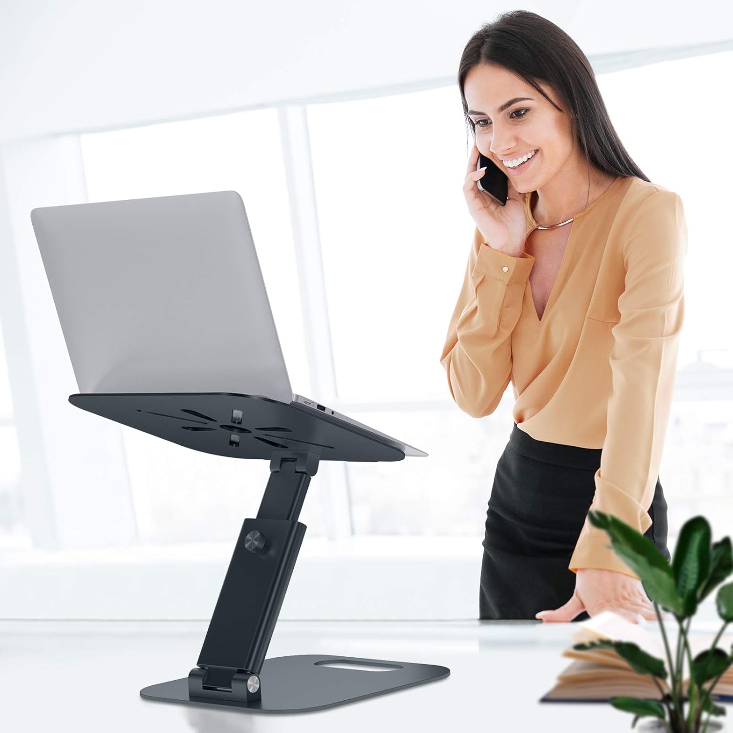 Hottest Sales Laptop Stand, NEARPOW Laptop Stands for Desk, Sit to Stand Laptop Holder Riser, Multi-Angle and Height Adjustable up to 20.5, Computer Stand for Laptop Compatible with MacBook up to 17 - Grey