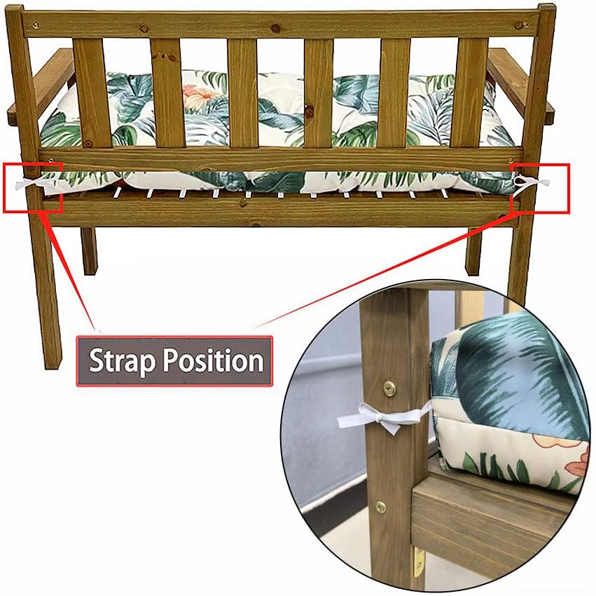 Srutirbo Waterproof Outdoor Bench Cushion, 48"x20", Swing Cushion Patio Furniture Cushions 3 Seater, for Garden Patio Furniture Lounger Bench (Leaf, 48x20 in)