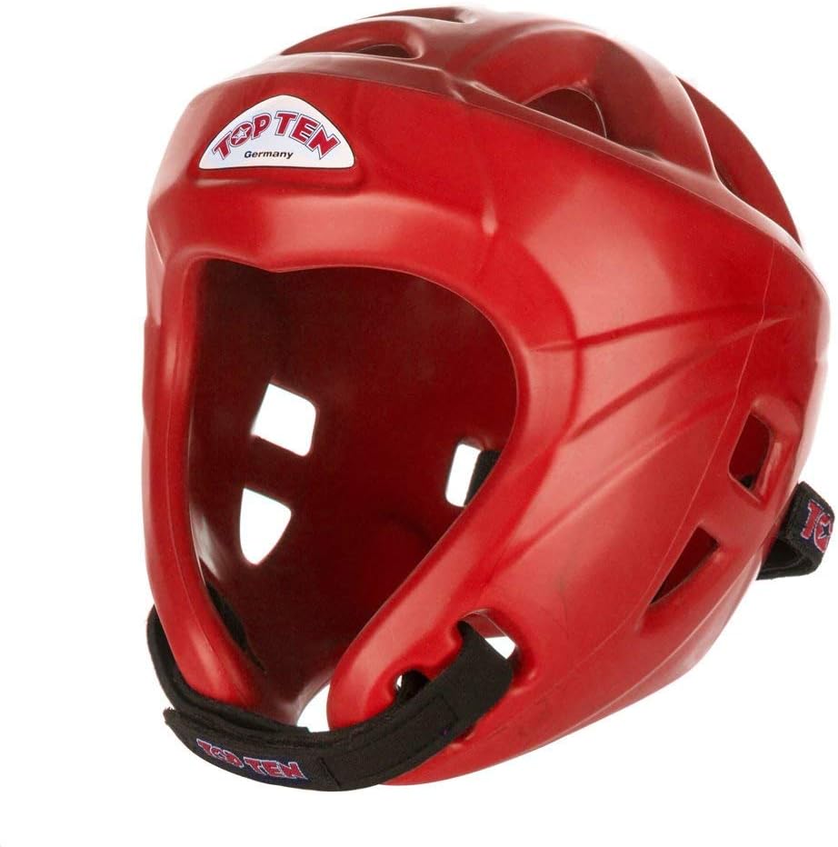TOP TEN Adult Boxing & Martial Arts Head Guard - Red (Medium)