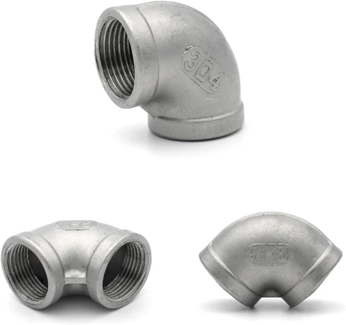 1/4"3/8"1/2"3/4"1"1-1/4"2" BSPT Threaded 304 Stainless Steel Pipe Fittings Coupler Elbow 3way 4way Joint Adapter(90elbow,1/4")