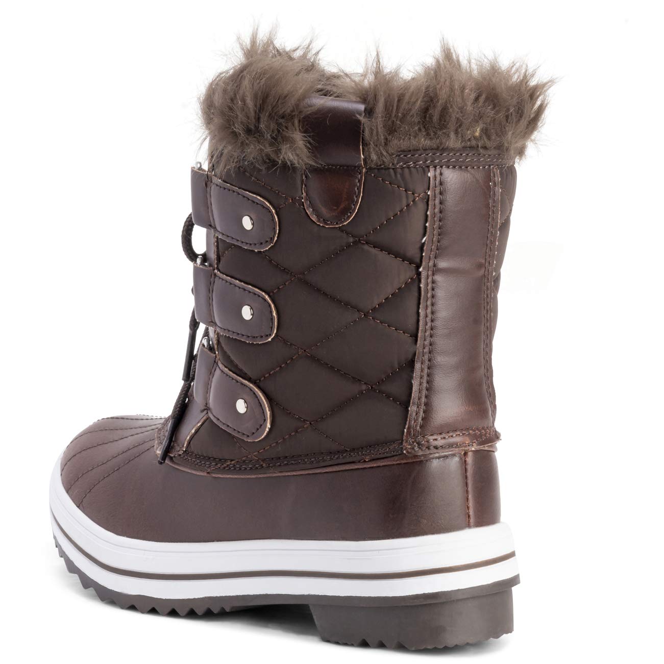 Polar Womens Snow Boot Nylon Short Winter Snow Rain Warm Waterproof Boots - Brown - 7-40 - CD0032