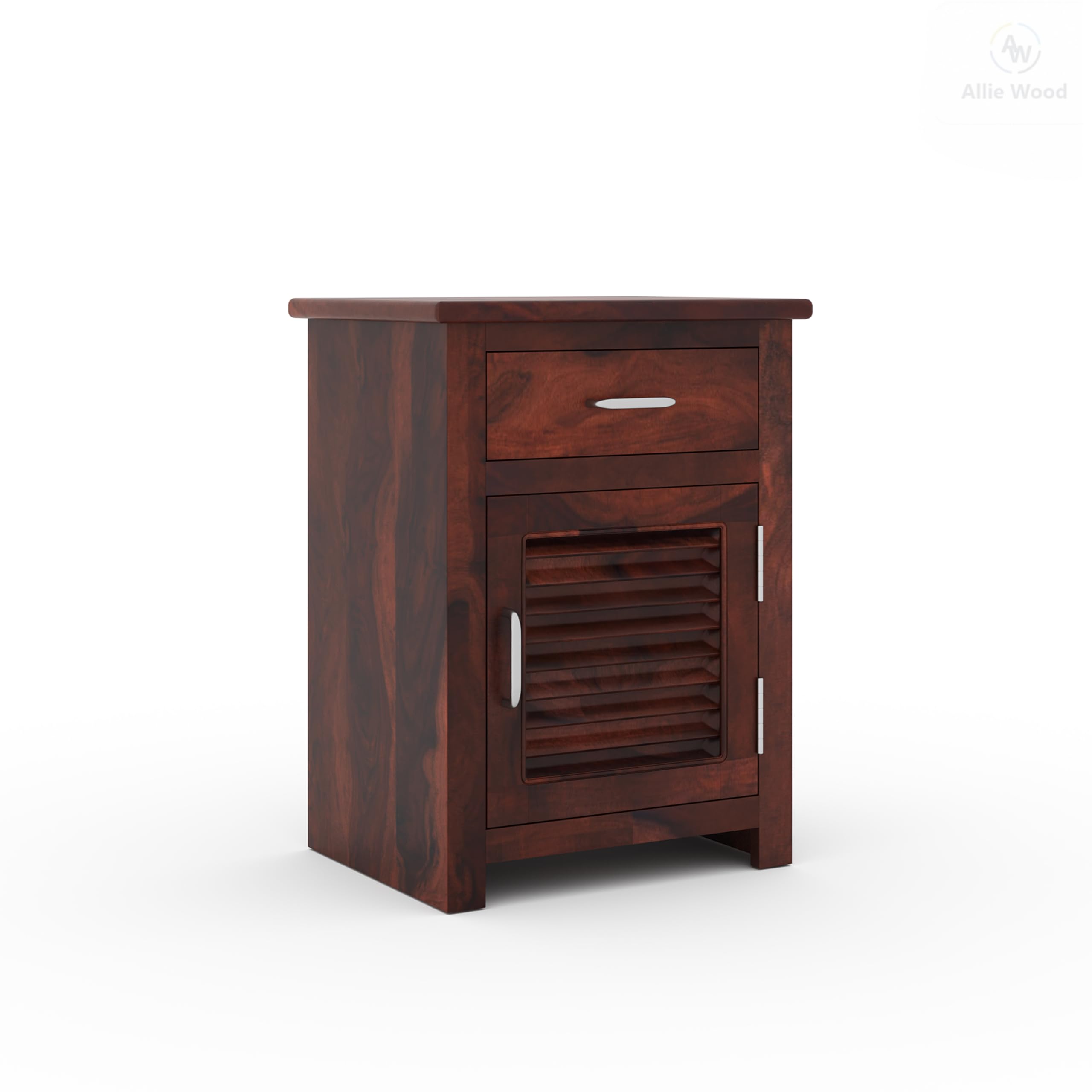 Sheesham Wood Bedside End Table for Bedroom | Solid Wood Nightstand Side Tables with Drawers & Cabinet Storage for Living Room Hotel | Rosewood Sofa Side Table (Walnut A)-image-17