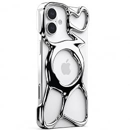 Angry miao AM Case for iPhone 17, Ultra-Light PC Protective Cover, Hollow Inspired Skeleton Frame for Heat Dissipation, MagSafe Compatible, 23g Lightweight – Shiny Silver