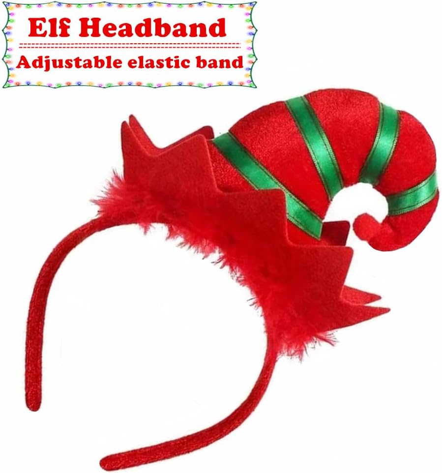 Christmas Elf Costume - Elf Tutu Skirt with Elf Headband Striped Socks, Glitter Christmas Tutu Elf Costume