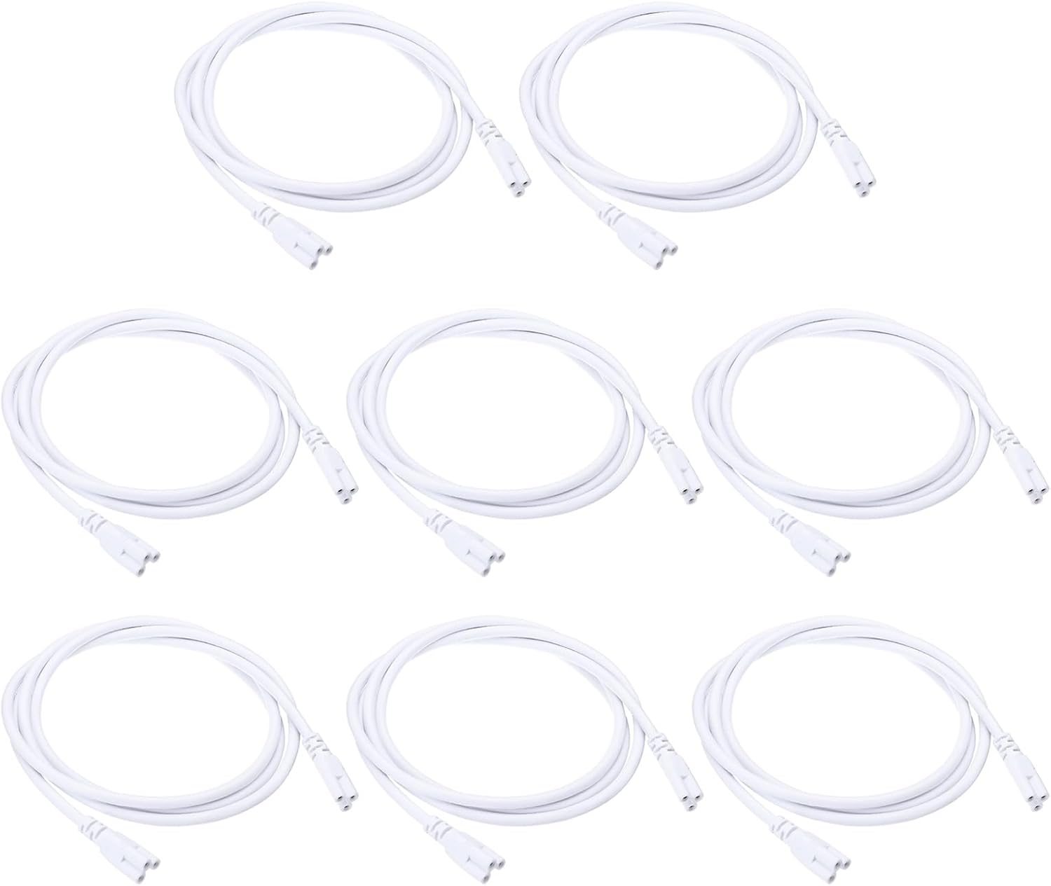 PATIKIL 1.5M / 4.9Ft T5 T8 LED Lamp Connecting Wire, 4 Pack LED Double End 3 Pin Cable Connector Linkable Extension Power Cords for LED Integrated Tube, White