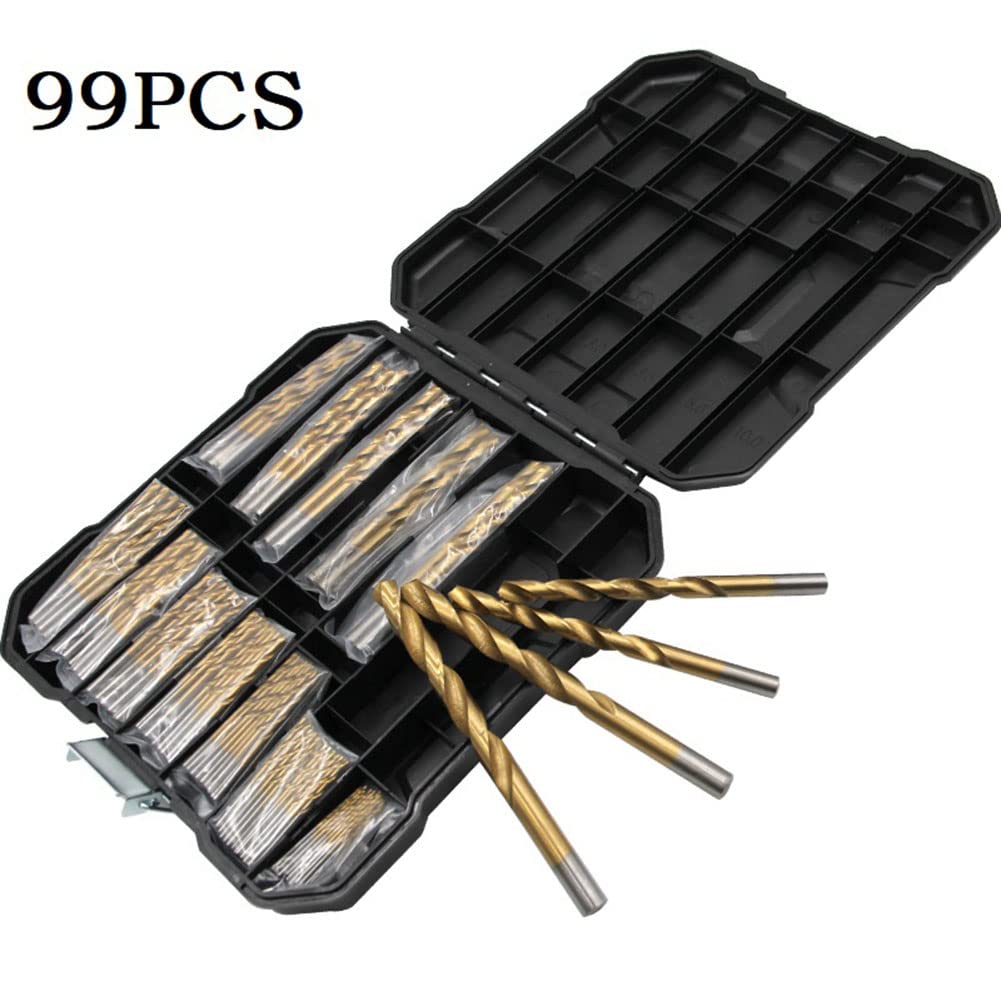 ZYWUOY Set di punte da trapano in Hss rivestite in titanio da 99 pezzi per kit in metallo in legno da 1,5-10 mm con custodia