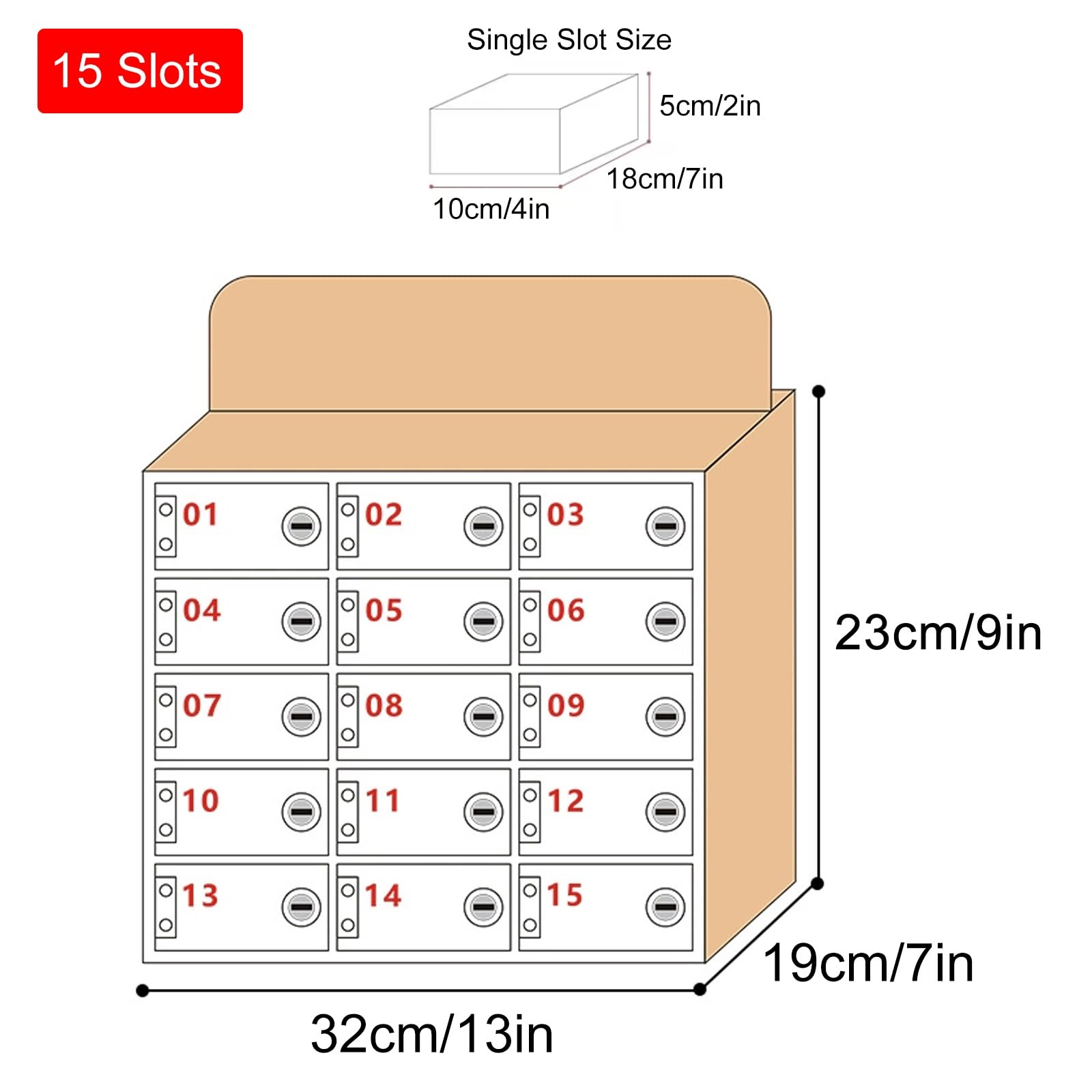 Casier de téléphone en acrylique avec serrure et clés – Armoire de rangement sécurisée pour bureau, salle de classe, laboratoire – 9/15/20/25/30 emplacements (32 x 19 x 28 cm)