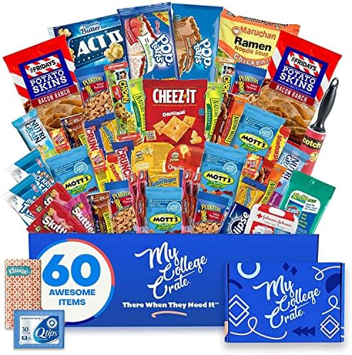 Large Ultimate Snack Care Package for College Students - Variety Assortment of Cookies, Chips & Candies - 60 Snacks includes 5 Personal Care Items - The Original College Survival Kit