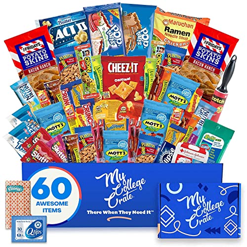Large Ultimate Snack Care Package For College Students - Variety Assortment Of Cookies, Chips & Candies - 60 Snacks Includes 5 Personal Care Items - The Original College Survival Kit #TOP27
