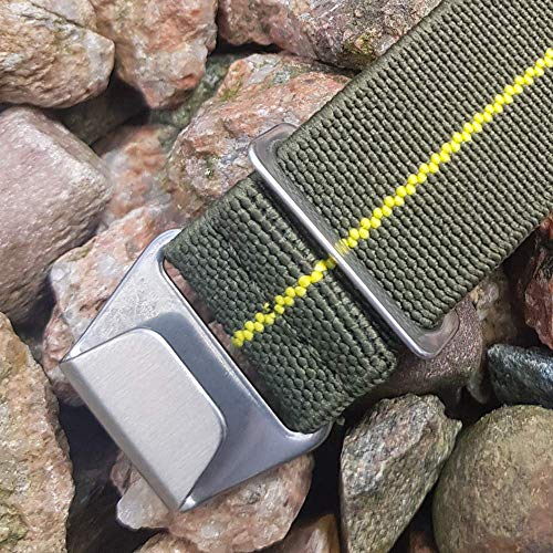 Max French Marine Nationale Elastic Nylon Navy Divers Parachute Watch Straps 20mm 22mm Military Bands (20mm, Green/Yellow) - Image 3