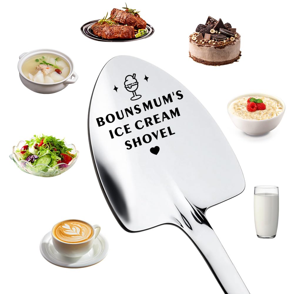 Funny Bonus Mum Ice Cream Shovel Gift for Stepmum Step Mum Birthday Mothers Day Gifts for Bonus Mom Ice Cream Gift for Mummy Retirement Gifts for Stepmum Mothers Ice Cream Spoon