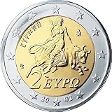 2002-2006 2 Euro Greece Coin. With Nude Europa And The Bull Greek Myth Motif. 2 Euro Graded By Seller Circulated Condition