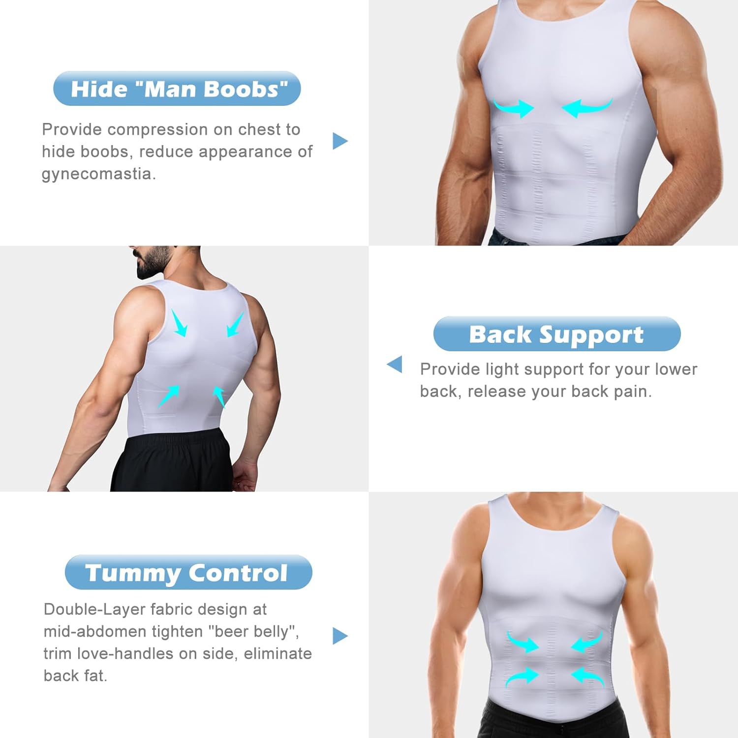 Mens Slimming Body Shaper Vest, Gynecomastia Compression Shirts, Tummy Control Undershirts - Image 2