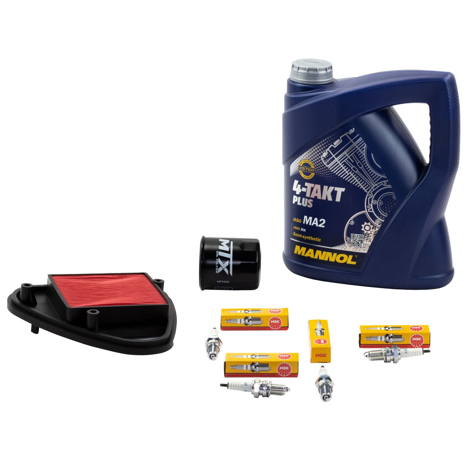 Wartungspaket Öl 4L + Luftfilter + Ölfilter + Zündkerzen für Hon da VT 600 C VT600 C Shadow PC21 Baujahr 1988-1997