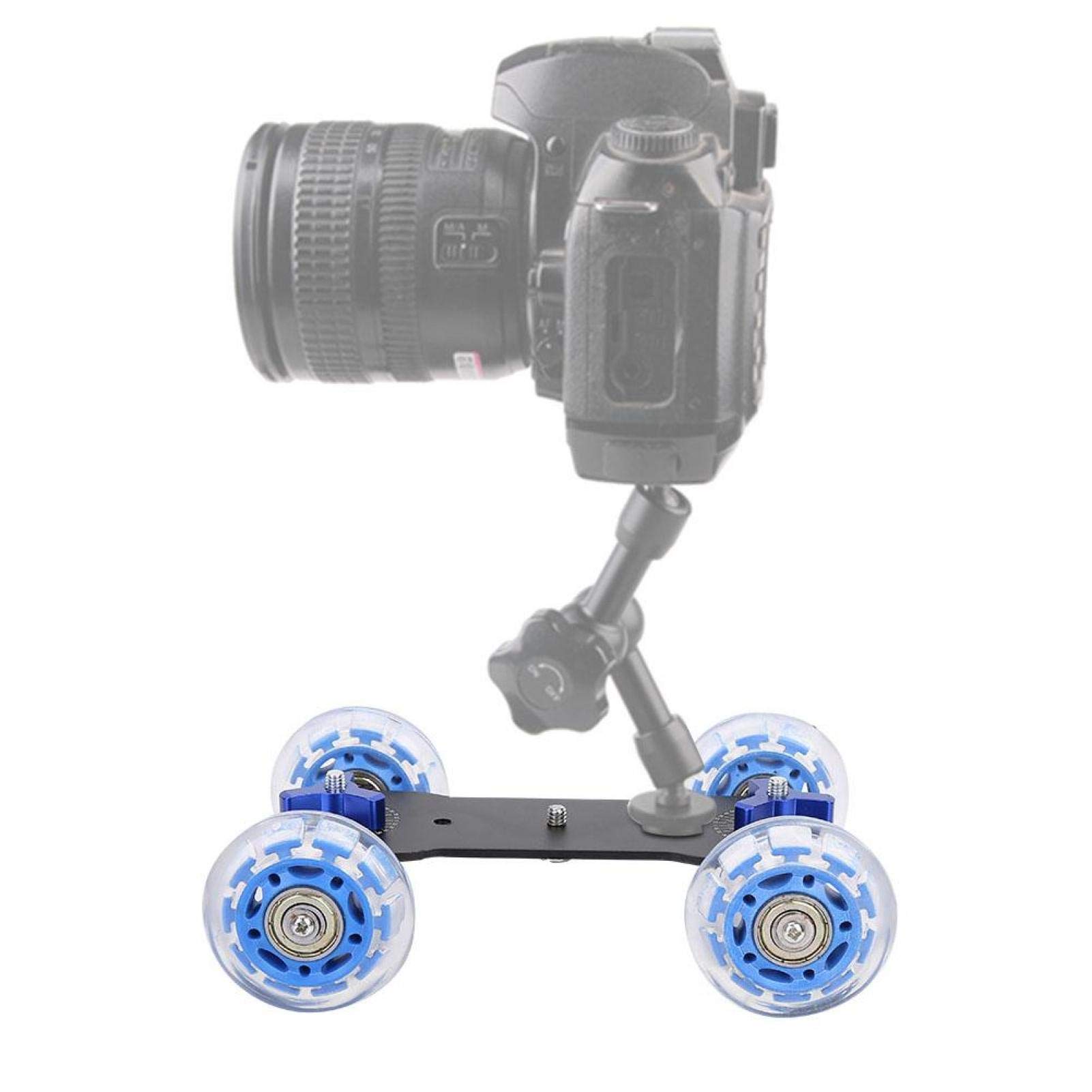 Slider Dolly - Mini-Desktop Tragbar 10 Kg Tragkraft Schiebewagen Track Mit Drehbaren Gummirädern Rollschienen für DSLR-Kamera Camcorder Smartphone