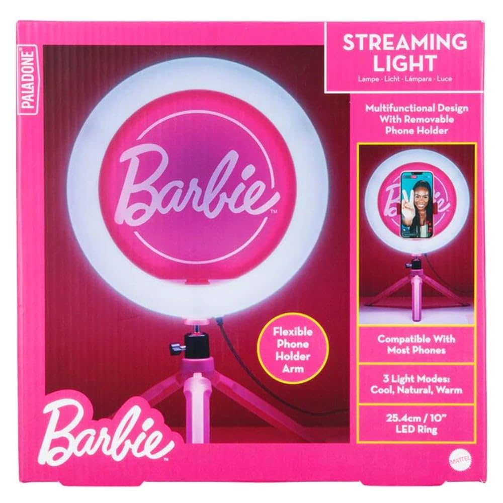 Paladone Barbie Streaming Light - Officially Licensed Adjustable Ring Light with Phone Holder, 3 Light Modes, Warm, Cool and Neutral, Gift for Girls-image-9