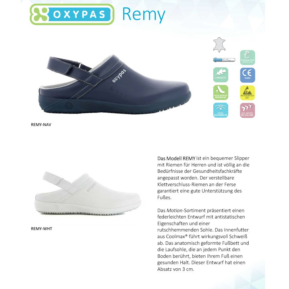 Oxypas Remy - Zuecos unisex de trabajo y seguridad, color blanco, talla 39, Blanco, 39 EU