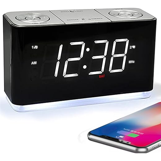 i TOMA Clock Radio, Alarm Clock with APP Control, Large LED Display, FM Radio, Dual Alarm, Two USB