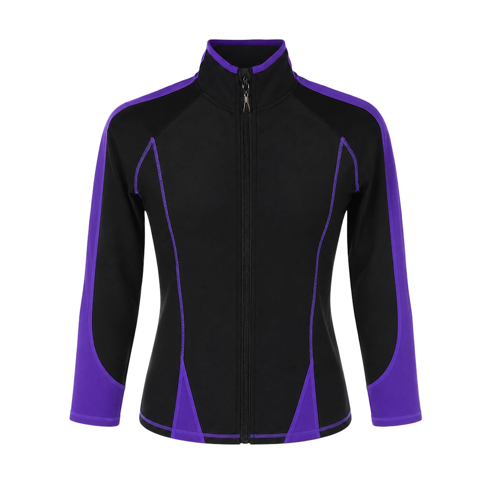 Eiskunstlauf Jacke Damen Teen Vollzip Stehkragen Eisbahn | Vollzip mit Stehkragen, Kontrastbesatz an Schulter und Ärmeln sowie formende Nähte for Eisbahntraining, Warm-up