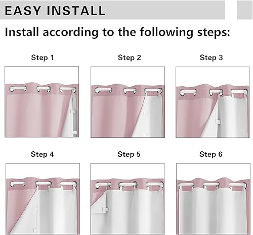 Miniatura 7 de Simplebrand 100% Blackout Curtain Liner for Living Room, Thermal Insulated Blackout Liners for 84 Inch Behind Curtains, 2 Liners Per Set with 14